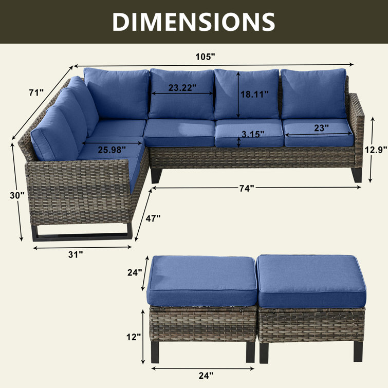 Latitude Run® Girijarani 4 Piece Rattan Sectional Seating Group with Cushions Wayfair Canada